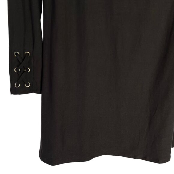 NWT Mudd Brand Juniors Womens Size Medium Black Jersey Dress Lace Sleeve Detail - Picture 11 of 14